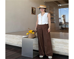 夏季高腰直筒褲