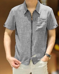 百搭拉鏈短袖襯衫