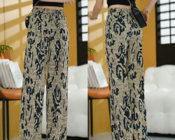 複古印花休閒褲